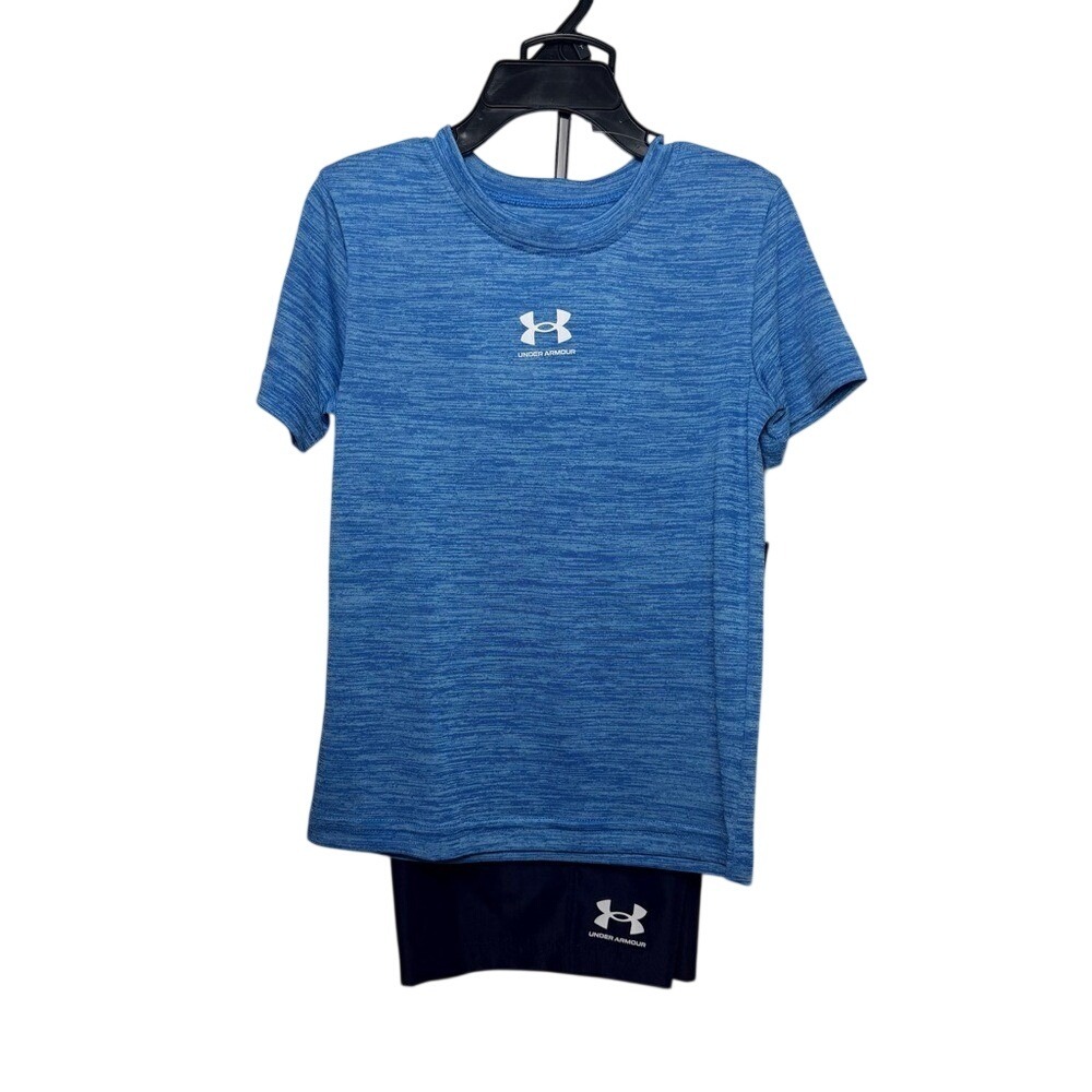 Under Armour Kids 2-Piece Active Set Ether Blue Heather Tee Navy Shorts 4T NEW